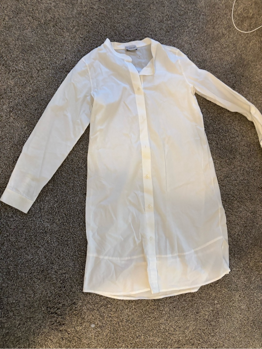 Moncler White Longline Button-Down Shirt